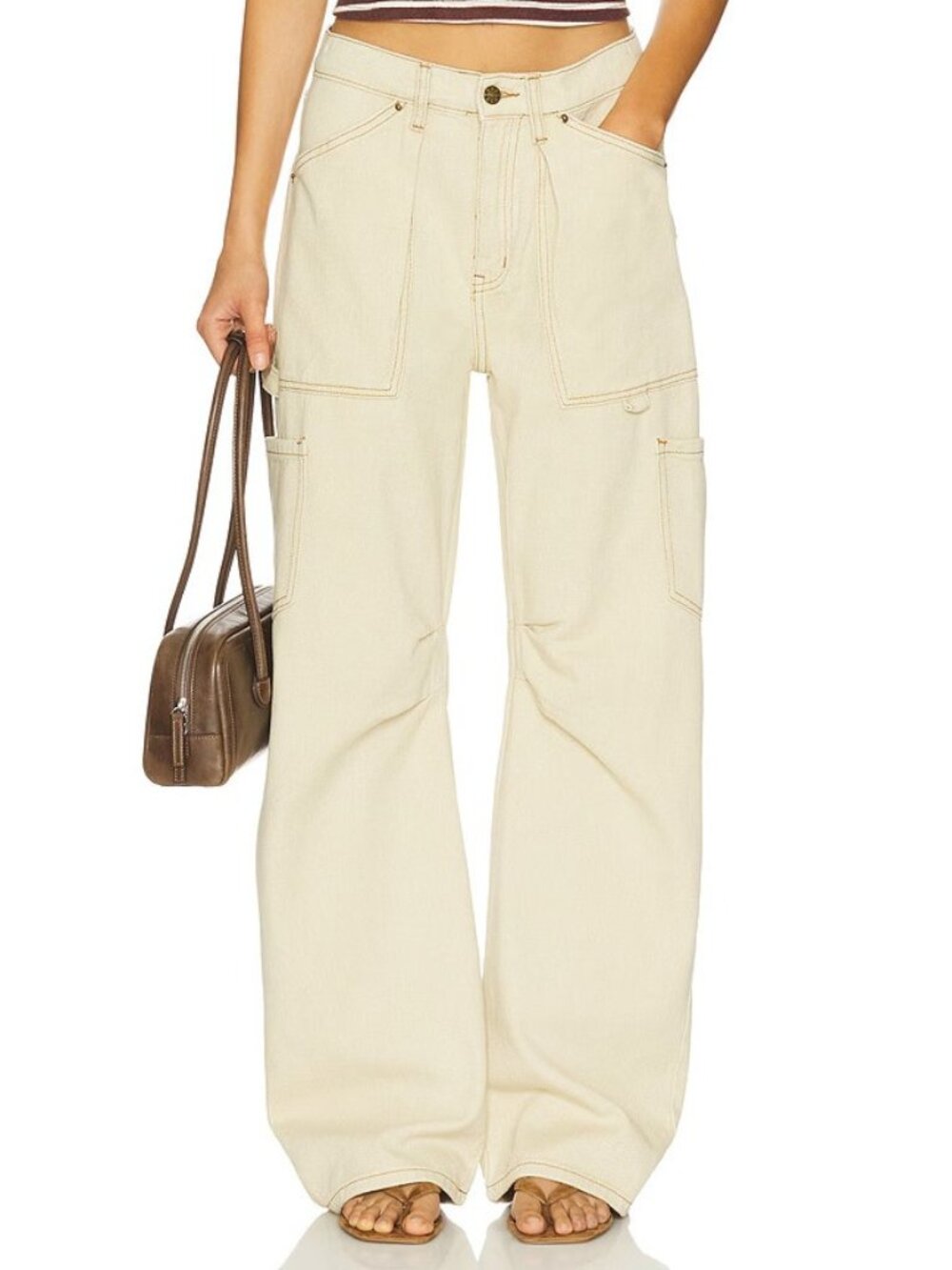 Lioness Cream Wide-Leg Utility Pants